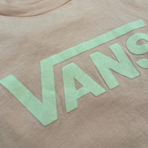 Vans T-Shirt Pink Flocked Logo Letters Short Sleeve Cotton Size Small - Picture 2 of 6